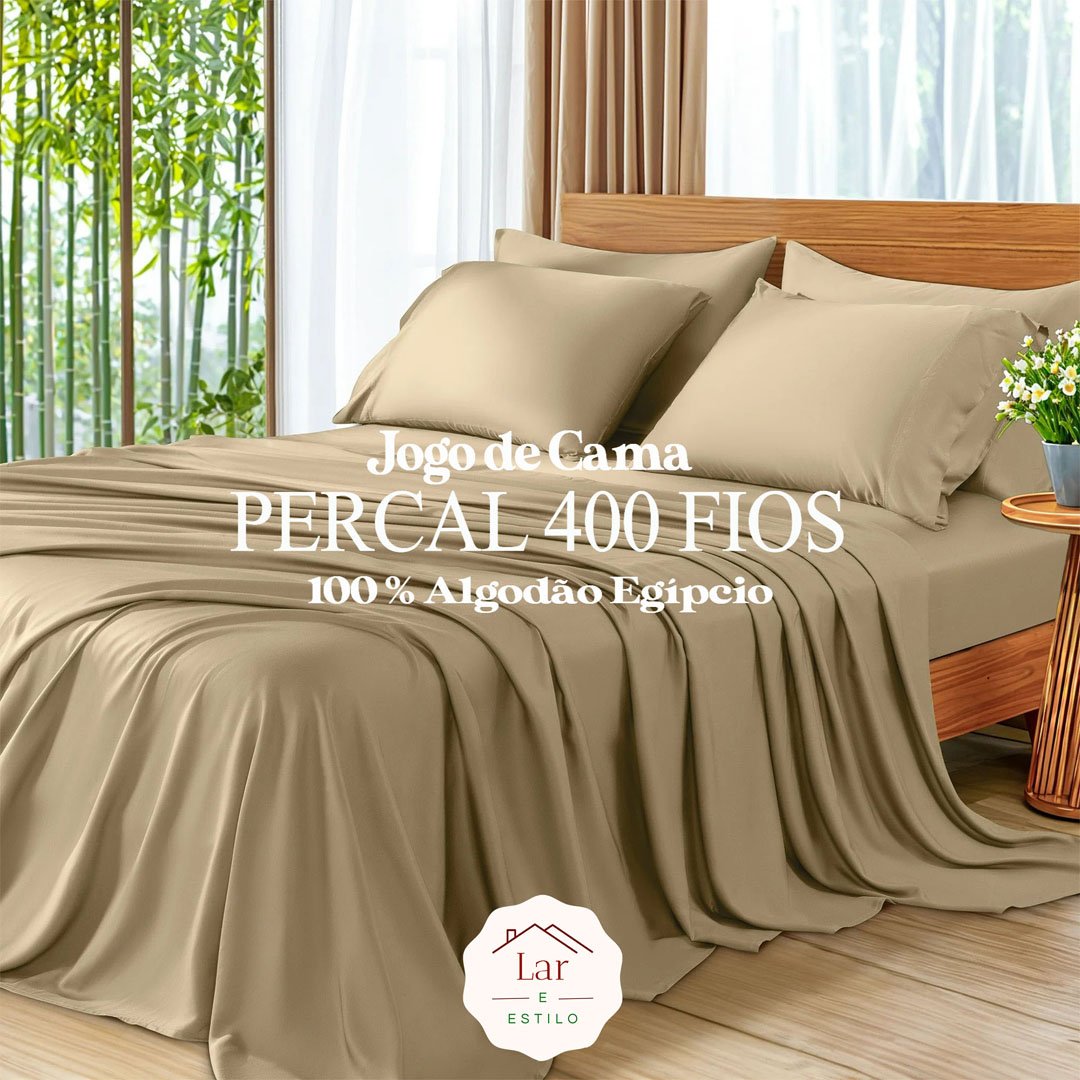 Jogo Cama Percal 400 Fios 100% Algodão Egipcio Casal 3 peças
