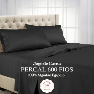 Jogo de Cama Percal 600 Fios 100% Algodão Egípcio 3 Peças